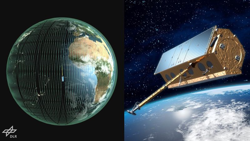 Artist's impression of the German Earth observation satellite TerraSAR-X and its orbit around Earth. Credit: DLR (CC BY-NC-ND 3.0)