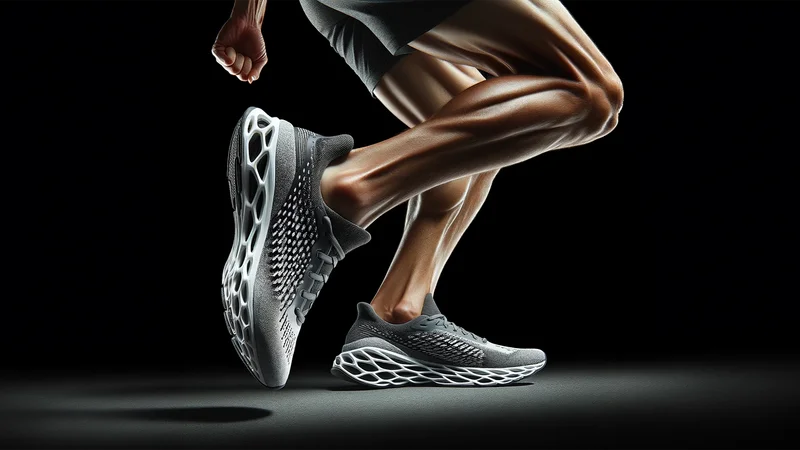 Conceptualisation of a running shoe made out of a metamaterial. AI generated with DALL-​E   (Visualisation: ETH Zurich)