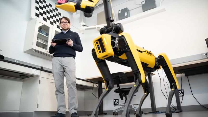 “Perception is a big bottleneck toward getting robots to help us in the real world,” Luca Carlone says. “If we can add elements of cognition and reasoning to robot perception, I believe they can do a lot of good.” Photo: Bryce Vickmark