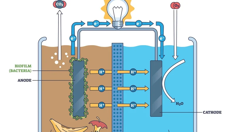 Illustration of a microbial fuel cell