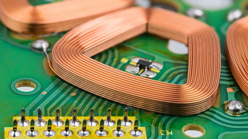 Copper Wire Winding with Hall Effect Sensor on Green PCB inside Engine with Electronic Commutation