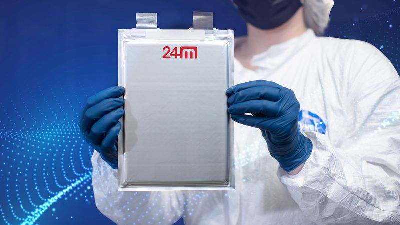 The MIT spinout 24M Technologies uses fewer materials to make its batteries than conventional lithium-ion cells. Courtesy of 24M Technology, edited by MIT News