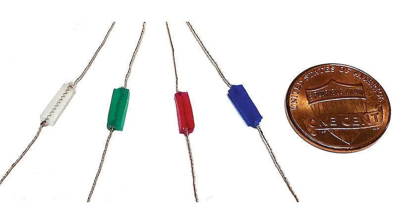 This image shows examples of MAGENTA prototypes fabricated with a “shape memory alloy” spring and an elastomer, and how their sizes compare to that of a one cent coin. Credit: Wyss Institute at Harvard University