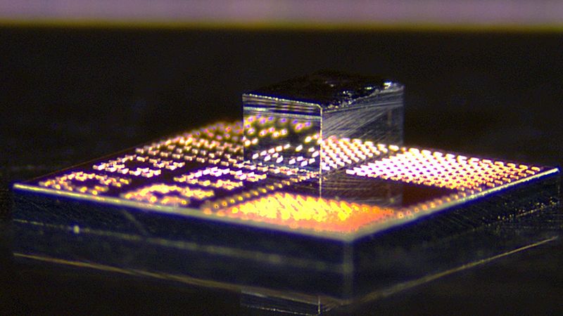 Researchers have developed a new fabrication process that integrates high-performance gallium nitride transistors onto standard silicon CMOS chips in a way that is low-cost and scalable. Image: Courtesy of the researchers