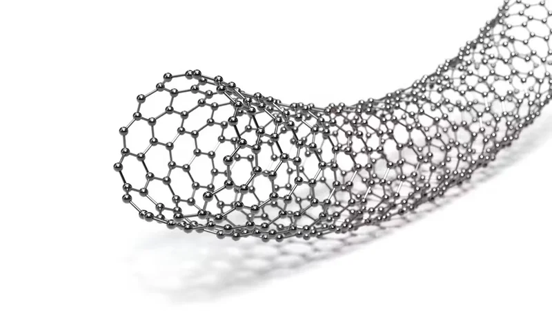 A 3D rendering of a carbon nanotube. Carbon dioxide can be turned into carbon nanotubes for use in lithium ion batteries and other potential products. (Image: Shutterstock)