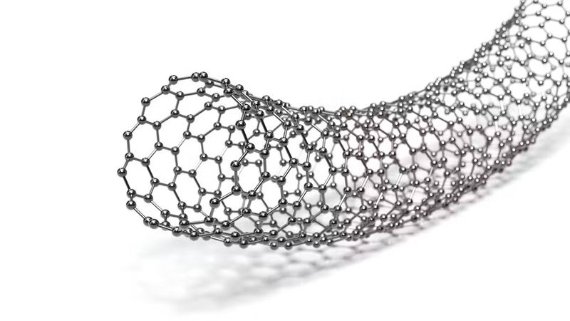 A 3D rendering of a carbon nanotube. Carbon dioxide can be turned into carbon nanotubes for use in lithium ion batteries and other potential products. (Image: Shutterstock)