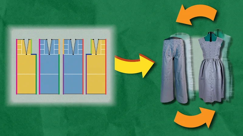 With Refashion, users simply draw shapes and place them together to develop an outline for adaptable fashion pieces. It’s a visual diagram that demonstrates how to cut garments, providing a straightforward way to design things like pants that can be reconfigured into a dress. Image: Alex Shipps/MIT CSAIL and Rebecca Lin