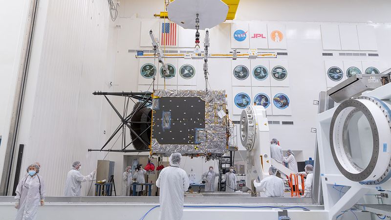 In late March of 2021, a main component of NASA’s Psyche spacecraft was delivered to JPL, where assembly, test, and launch operations are underway. Credit: NASA/JPL-Caltech