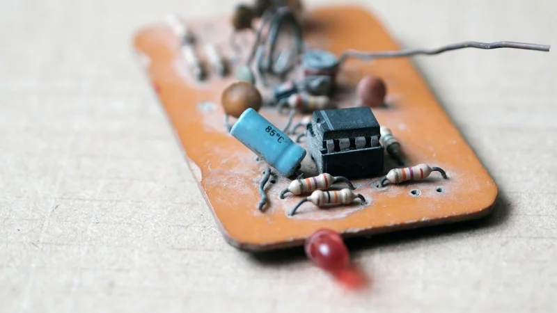 Simple operational amplifier circuit board.