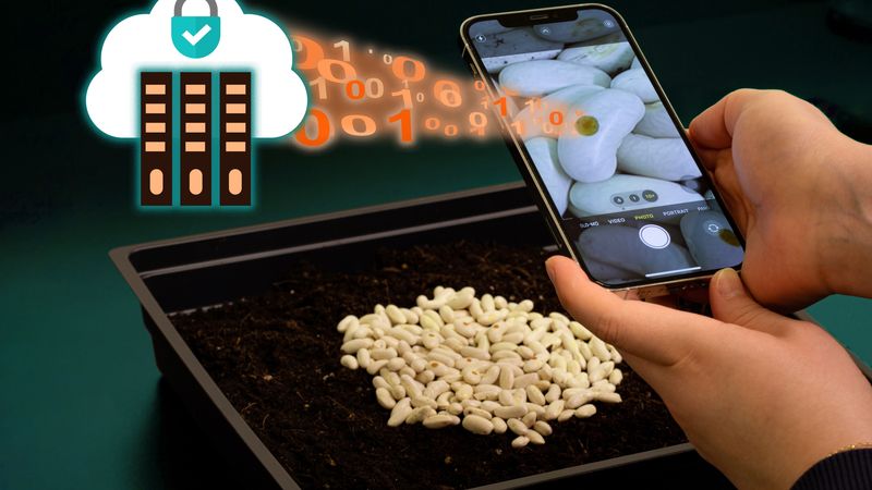 As a way to reduce seed counterfeiting, MIT researchers developed a silk-based tag that, when applied to seeds, provides a unique code that cannot be duplicated. Credit: Photograph courtesy of the researchers. Edited by Jose-Luis Olivares, MIT