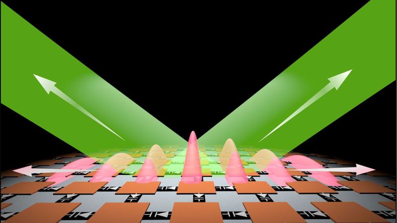 A 2D photonic time crystal can amplify free space and surface waves. (Graphic: Dr. Xuchen Wang, KIT)