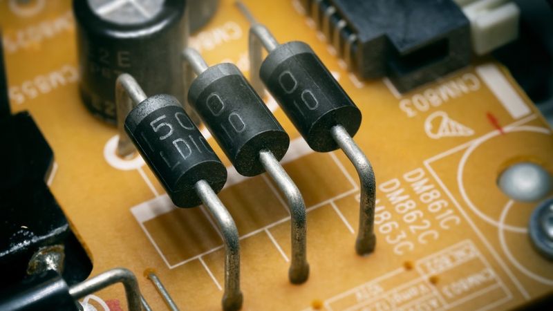 Three Diodes placed on a PCB