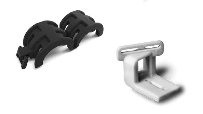 Multi Jet Fusion parts (left) will typically have improved surface finishes and mechanical properties compared to SLS parts (right).