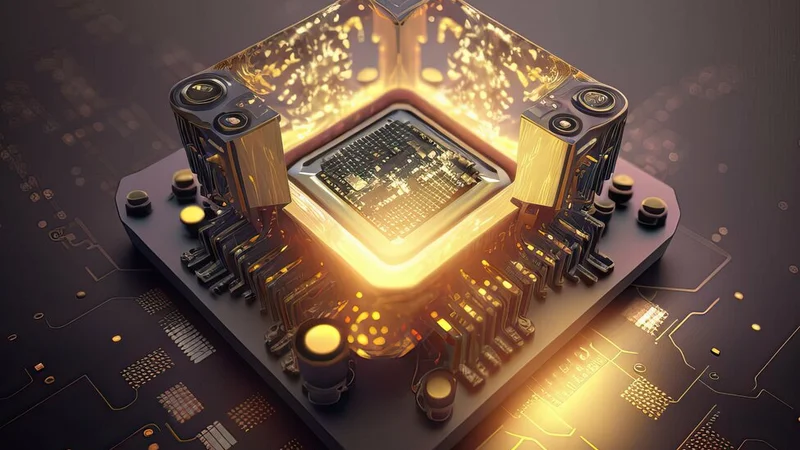 Nemea computer chip with light coming out of it. Image: Created by Jason Jung using Midjourney v4