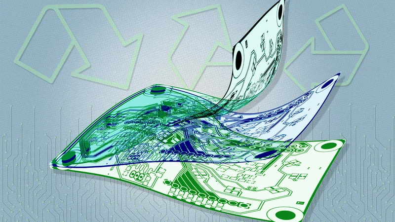 A new kind of flexible substrate material developed at MIT, the University of Utah, and Meta could help combat e-waste. Credit: Christine Daniloff, MIT; iStock