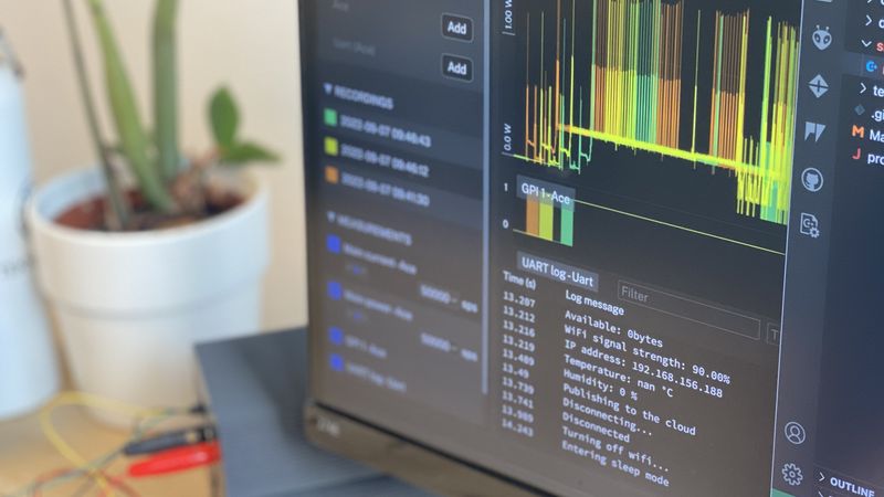 UART log sync with power measurements with Otii Ace Pro