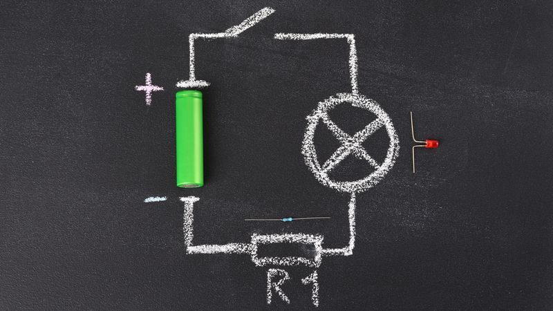 Diagram of an open circuit with circuit components