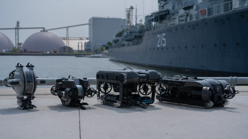 From left to right, DTG3, PHOTON, PIVOT, REVOLUTION ROVs