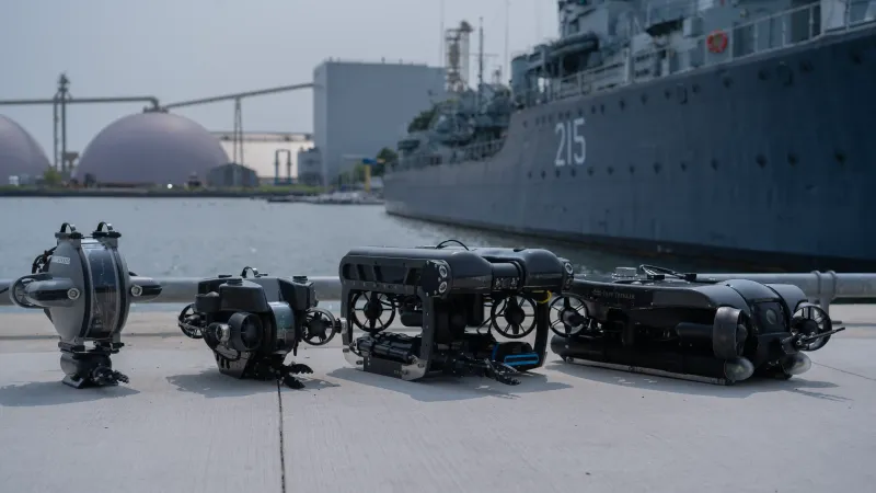 From left to right, DTG3, PHOTON, PIVOT, REVOLUTION ROVs