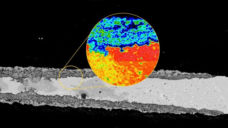 MAX phases material (an example shown in electron micrograph) are some of the most high-temperature corrosion and oxidation-resistant materials to date. | Image: Courtesy of Dr. Miladin Radovic