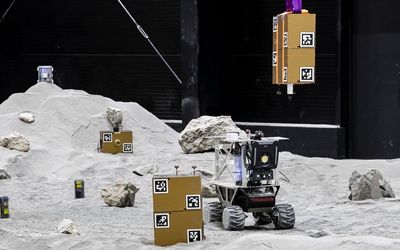 A swarm of sensors, rovers and astronauts explore the 'Moon'