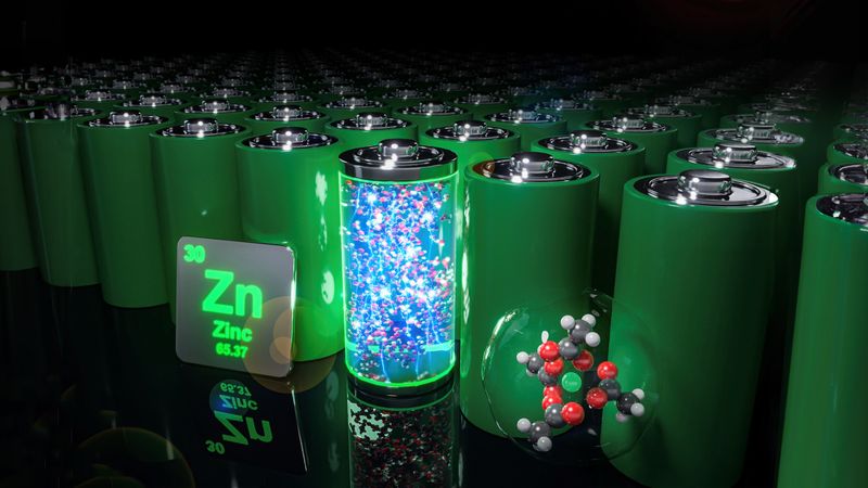 Zinc batteries are considered promising alternatives to lithium-​ion batteries. (Visualisations: ETH Zurich / Xin Zou)
