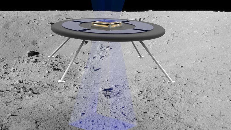 MIT aerospace engineers are testing a concept for a hovering rover that levitates by harnessing the moon’s natural charge. This illustration shows a concept image of rover.