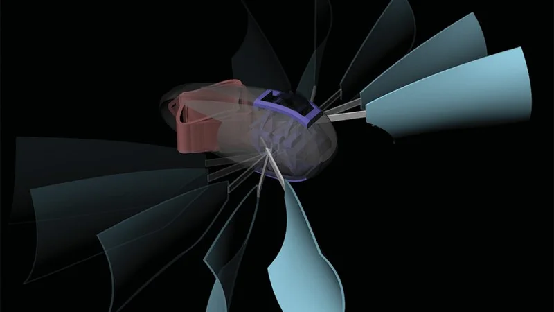  An artist's rendering of the new design for a robot that uses material deformation to propel itself through water. 