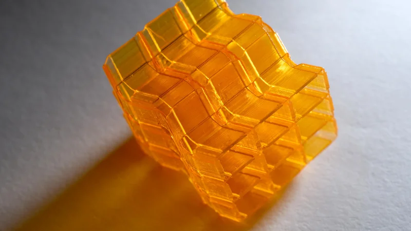 Closeup of an origami structure created through Digital Light Processing 3D printing. (Credit: Christopher Moore, Georgia Tech).