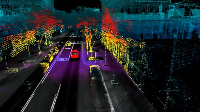 An autonomous vehicle localized within a 3D map. | Image: Courtesy of Ford Motor Company.