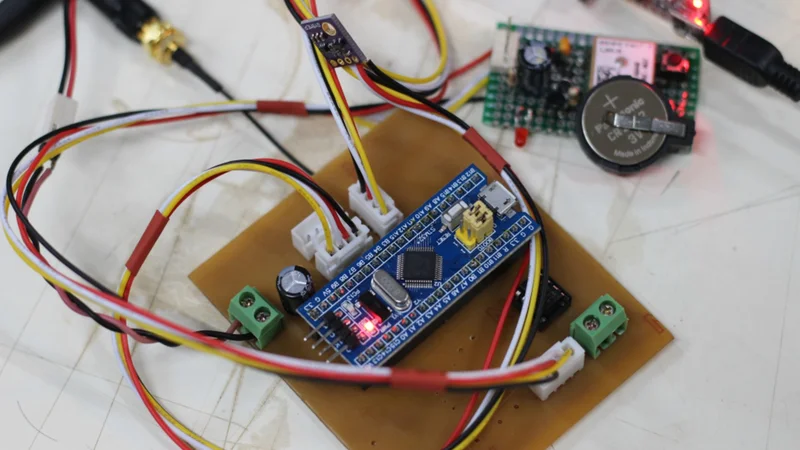 An STM32F103C8T6 Blue Pill wired into a prototype.