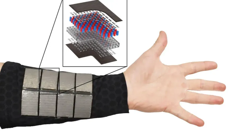 The wearable combines a pulse oximetry sensor with a flexible, stretchable, wearable thermoelectric energy generator composed of liquid metal, semiconductors and 3D-printed rubber.