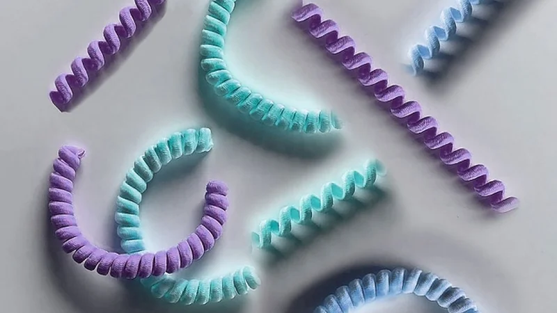 MIT engineers have designed coiled “nanoyarn,” shown as an artist’s interpretation here. The twisted fibers are lined with living cells and may be used to repair injured muscles and tendons while maintaining their flexibility.  Image: Felice Frankel