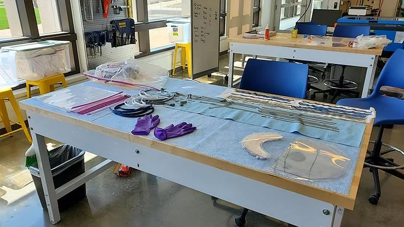 McKelvey Engineering staff creating face shields for health care workers