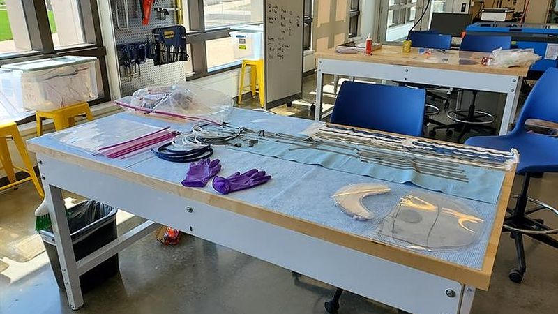 McKelvey Engineering staff creating face shields for health care workers
