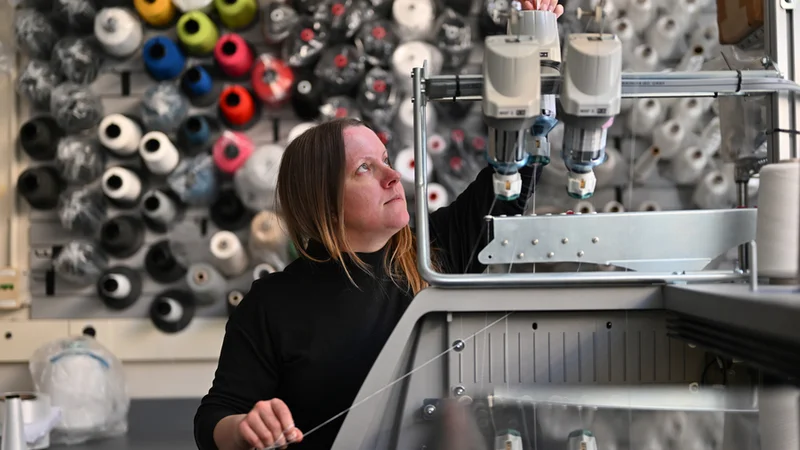 PhD student Lavender Tessmer has devoted herself to several projects throughout grad school, but all share a common thread: an emphasis on fiber development and textile programming. “At MIT, my interest in textiles really exploded and became the center of everything,” she says. Photo: Gretchen Ertl