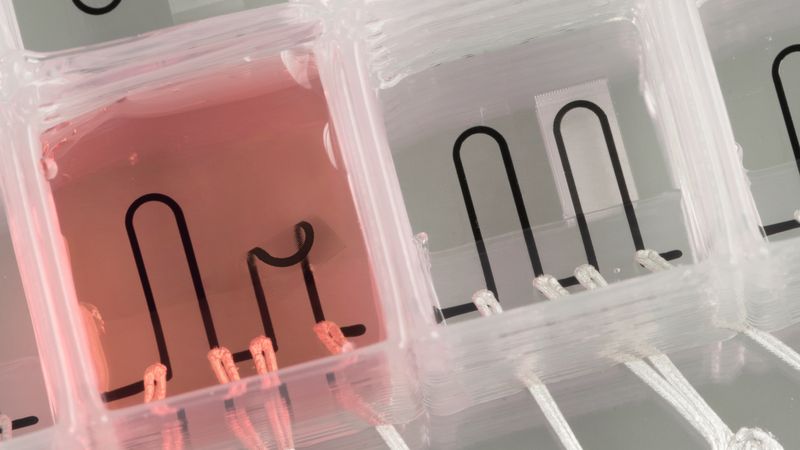 The heart-on-a-chip is entirely 3D printed with built-in sensors that measure the contractile strength of the tissue, providing scientists with new possibilities for studying the musculature of the heart 