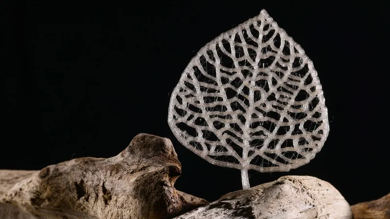 A 3D-printed “leaf” made with the new bioplastic. Credit: Alain Herzog (EPFL)