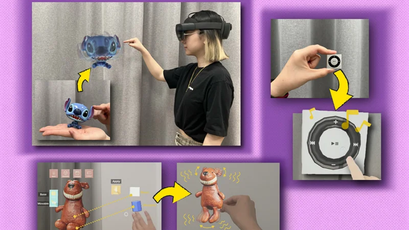 InteRecon can recreate the interaction functions in the physical world, such as the head motions of your favorite bobblehead, the music on your old iPod, and the way your doll moves. Image: Alex Shipps/MIT CSAIL, with elements from the researchers.